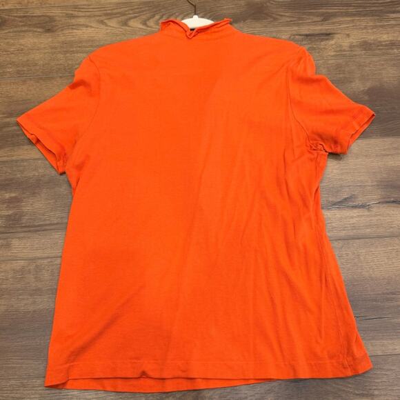 Tory Burch Emily Ruffled Polo in Coral Orange size XL - Picture 4 of 8